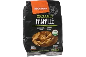 Mantova Italian Organic Pasta Bowtie Farfalle - 100% Durum Semolina Organic Farfalle -Product Of Italy, 1 Pound, (Pack of 6)