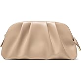 SWEETV CHUNLI Dressy Vegan Leather Clutch Purse for Women Formal, Soft Pleated PU Evening Clutch for Weddings, Proms