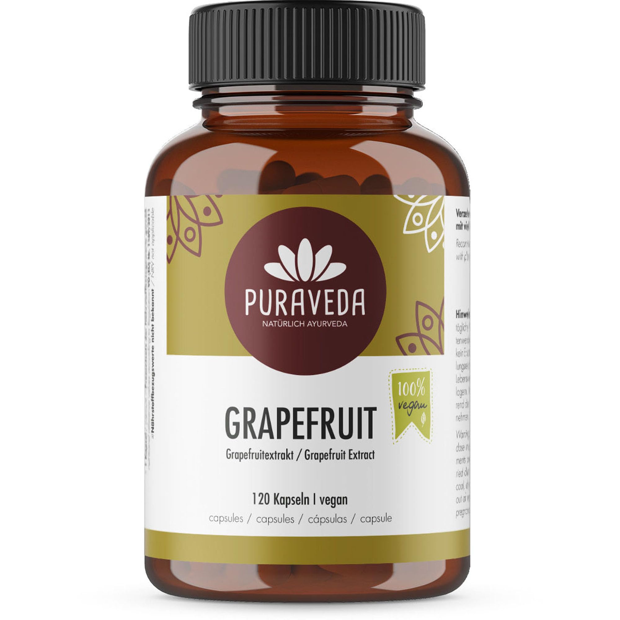 Biotiva Grapefruit Seed Extract 120 Capsules - Citrus Paradisi - High dose of 400 mg Grapefruit Extract from Grapefruit Seeds - Vegan - Packed in Germany