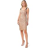 Adrianna Papell Womens Beaded Midi Dress