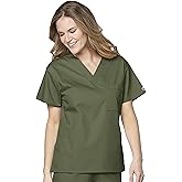 WonderWink Unisex Adult V-Neck Top Medical Scrubs Shirt, Olive, X-Small US