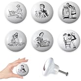Lasyman Set of 6 Vintage Washtub Laundry Room Drawer Knob Ceramic Cabinet Furniture Knobs Handle Decoration and Pulls 1.5 X 1.5 Inches