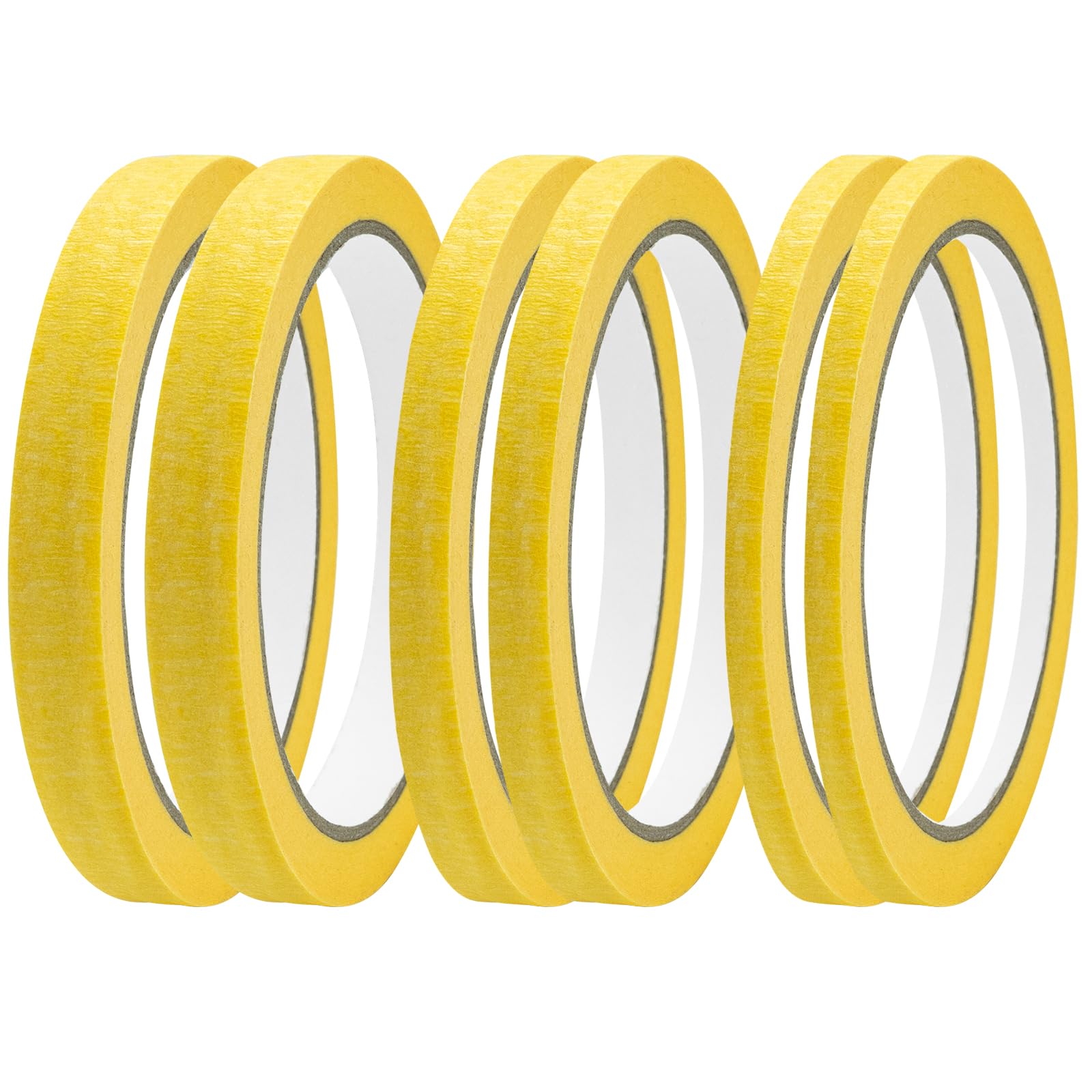 Leikedun 6 Rolls Yellow Masking Tape Fine line Masking Tapes Artist Masking Tape 5mm/7mm/12mm Widex22 Yard Low Tack Painters Tape for Painting Artists Decorating DIY Automotive School Office