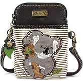 CHALA Wilderness Animal Collection Cell Phone Crossbody Purse-Women PU Leather/Canvas Multicolor Handbag w/Adjustable Strap