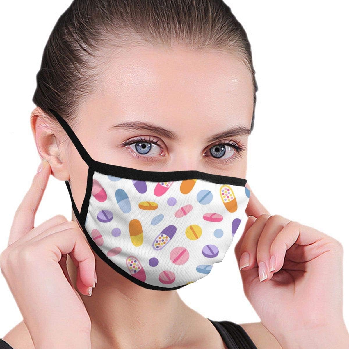 Unisex Anti-Dust Colorful Medical Pills Reusable Face Mask for Kids Teens Men Women