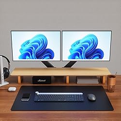 Aothia Large Dual Monitor Stand Riser, Solid Wood