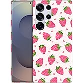 SuzaCase for Samsung Galaxy S25 Ultra, Samsung S25 Ultra Case with Strawberry Pink Pattern Printed Cute, Sleek Hardshell Protective Designer Case/Cover for Samsung Galaxy S25 Ultra