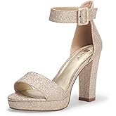 IDIFU Women's IN4 Sabrina Platform Chunky High Heels Ankle Strap Heeled Sandals Wedding Party Dress Shoes