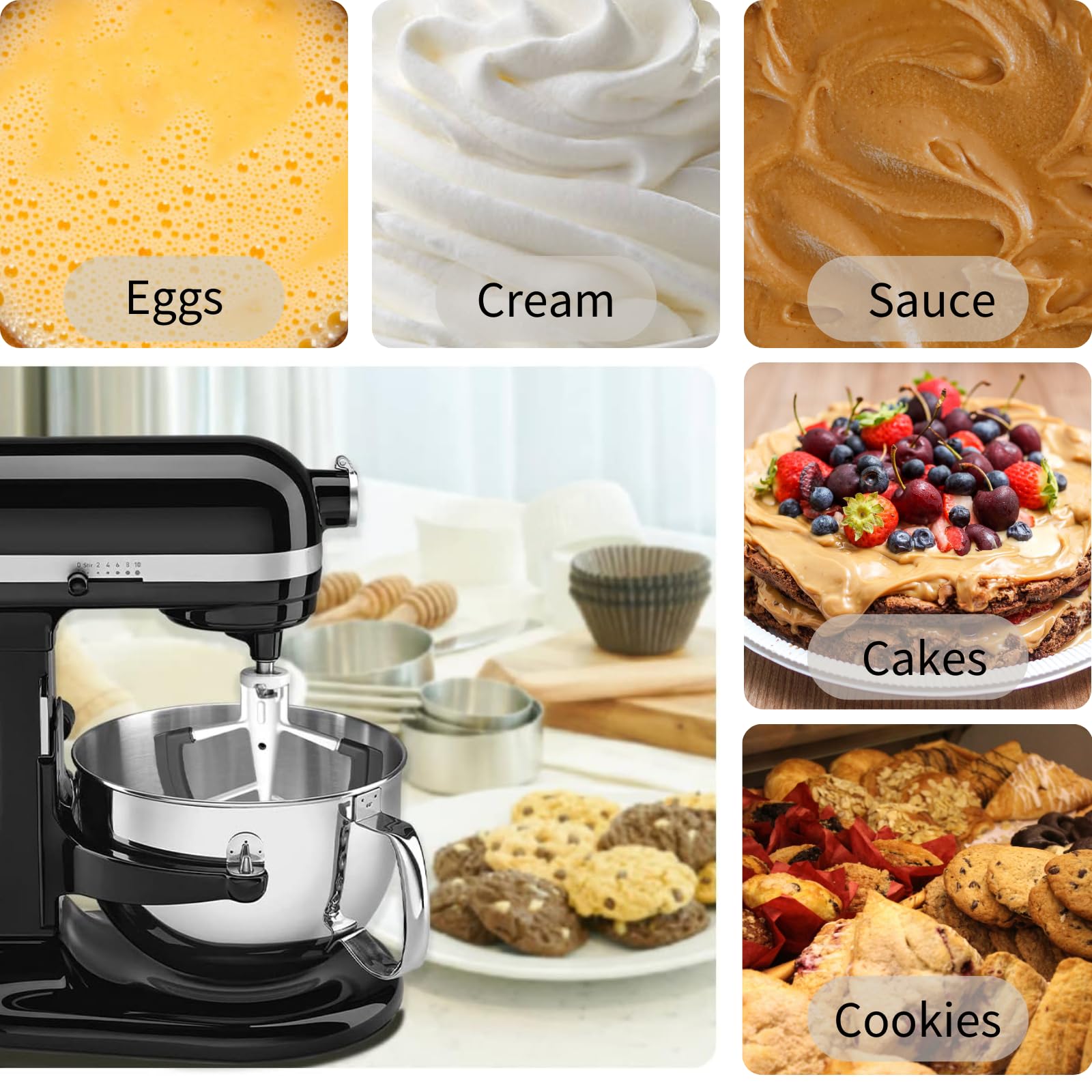 Flex Edge Beater Accessories and Attachments for KitchenAid 6 Quart Bowl-Lift Stand Mixer, Pastry Paddle Attachment for Kitchenaid, Dishwasher Safe, White