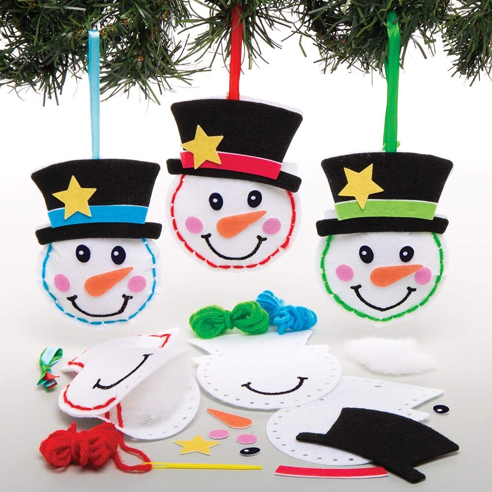 Baker Ross Snowman Decoration Sewing Kits, Christmas Arts and Crafts (Pack of 3)