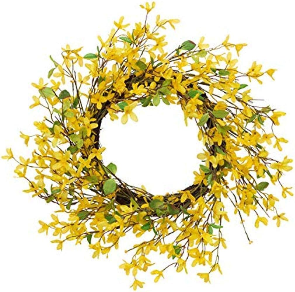 GIL 24InD Yellow Forsythia Wreath Spring 24InL x 24InW x 7InH