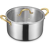 BEZIA 8 Quart 3-Ply Stainless Steel Stockpot, Soup Pot with Lid in Fully Clad Tri-Ply Stainless Steel, Even Heat Distribution, Cooking Pot with Handles, All Cooktops Compatible, Perfect for Stew