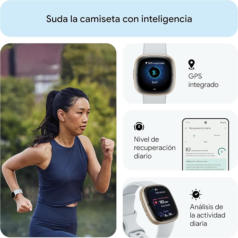 Sense 2,Blue Mist/Soft Gold Smartwatch, Unisex-Adult, One Size