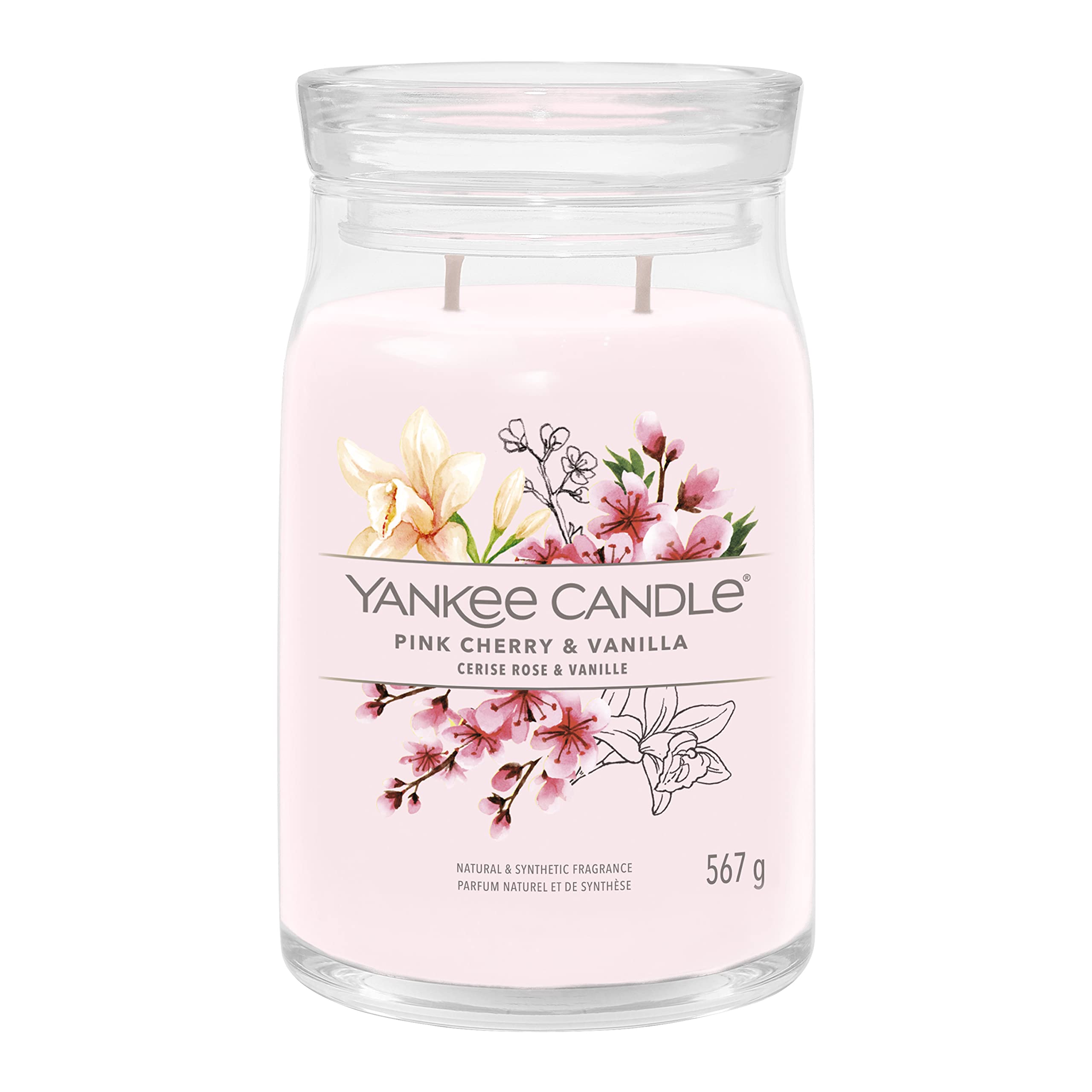 Yankee Candle Signature Scented Candle | Pink Cherry & Vanilla Large Jar Candle with Double Wicks | Soy Wax Blend Long Burning Candle | Perfect Gifts for Women