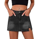 ETOSELL Women's Denim Skorts Skirts Mini Side Slit Skirt High Waisted Casual Y2k Jean Shorts Stretchy