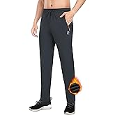 Men's Fleece Sweatpants Zipper Pockets Running Joggers Gym Athletic Sweat Pants for Winter Workout Warm Pant