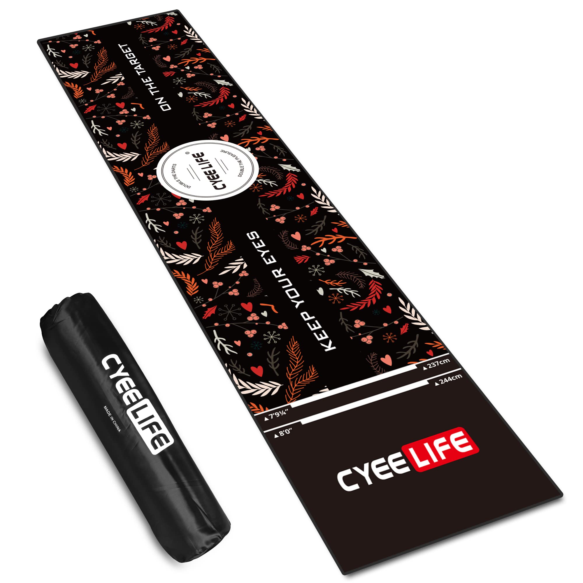 CyeeLife Dart Mat Length 295cm,Width 65cm with Carry bag and Start Lines and Colorful Printing for Steel and Soft Tip Darts Games