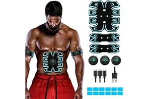 SPORTLIMIT USB Rechargeable Portable Fitness Workout Equipment with 10pcs Free Gel Pads for Men Woman, The Latest Model 6 Modes, 19 Levels of Intensity
