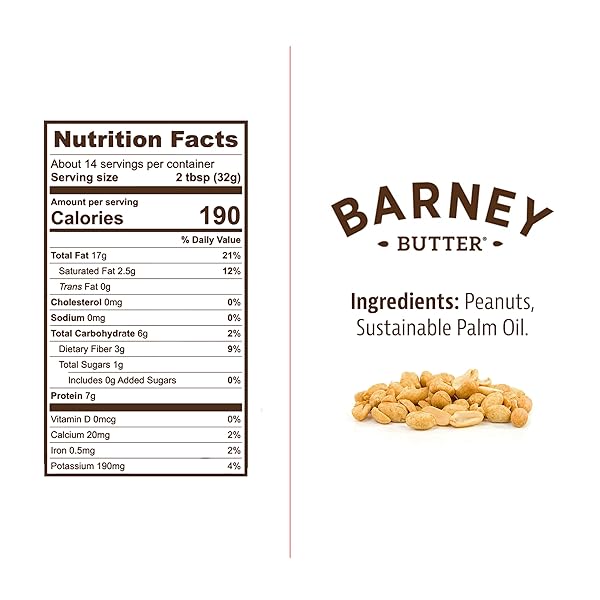 BARNEY BUTTER PEANUT BUTTER, BARE SMOOTH, 16 OUNCE JAR, NATURAL, NO STIR, NON-GMO, GLUTEN FREE, KETO, VEGAN