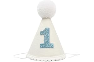 HGFC Baby's 1st Birthday Hat - Bohemian Style 1st Birthday Crown，Milky White 1st Birthday Hat，Glitter 1st Birthday Hat For Baby，Cake Smash Photo Prop Hat, Small