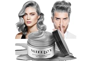 MIFELOY Silver Gray Temporary Hair Color Wax, Instant Natural Hairstyle Cream Dye, Grey Styling Pomadesfor Men Girls Women Youth, Disposable Coloring Mud for Party Cosplay DIY Halloween