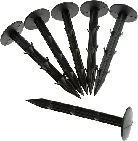 Amazon 50本 防草シート 固定ピン 留め具 Pp杭 防風ネット 抜けにくい 園芸 畑 ガーデニング ゴム製 黒 11cm 園芸用シート