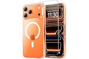 Temdan for iPhone 17 Pro Max Case Clear with Screen Protector, Compatible with Magsafe, Anti-Yellowing, Military-Grade Protection, Shockproof Slim Magnetic Phone Case Cover, Transparent