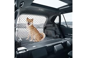 Reaindeer Dog Car Barrier, Dual-Layer Pet Car Net Barrier with Metal Hooks, for Trucks, SUV, Full Sized Sedans Pet Restraint 