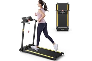UREVO Treadmill with Standing Desk Workstation, Walking Pad Treadmills for Home Office, Under Desk Compact Design Treadmill with HIIT Programs, Remote Control, LED Display