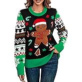 LANPULUX Christmas Sweater for Women Crewneck Adorable Ugly Christmas Sweater Family Matching Outfits Loose Pullover Knitwear