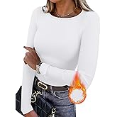 WIHOLL Long Sleeve Thermal Shirt for Women Light Fleece Tops Fall 2025 Crew Neck Casual Basic T-Shirts