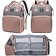 Fandiar Diaper Bag with changing station, Diaper Bag Backpack, Multi-functional Waterproof Travel Baby Bag, Baby Bag for Boys and Girls, Pink