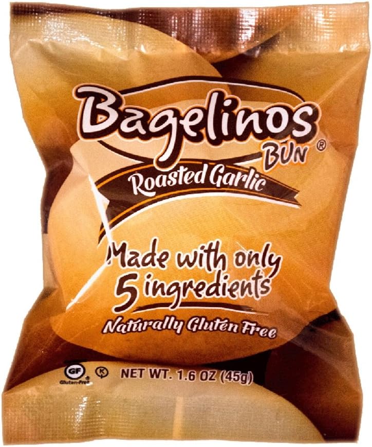 Bagelinos Bun Roasted Garlic, Gluten-Free, 1.6 OZ each, Box of 15