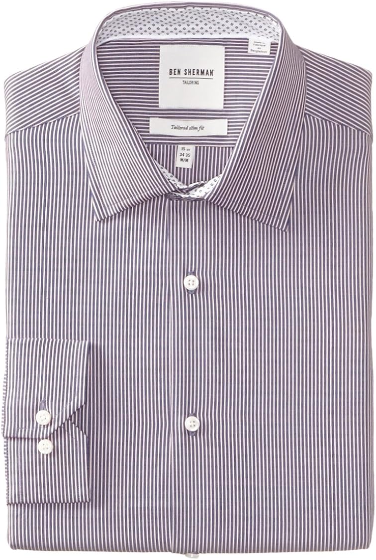men's orange striped dress shirt