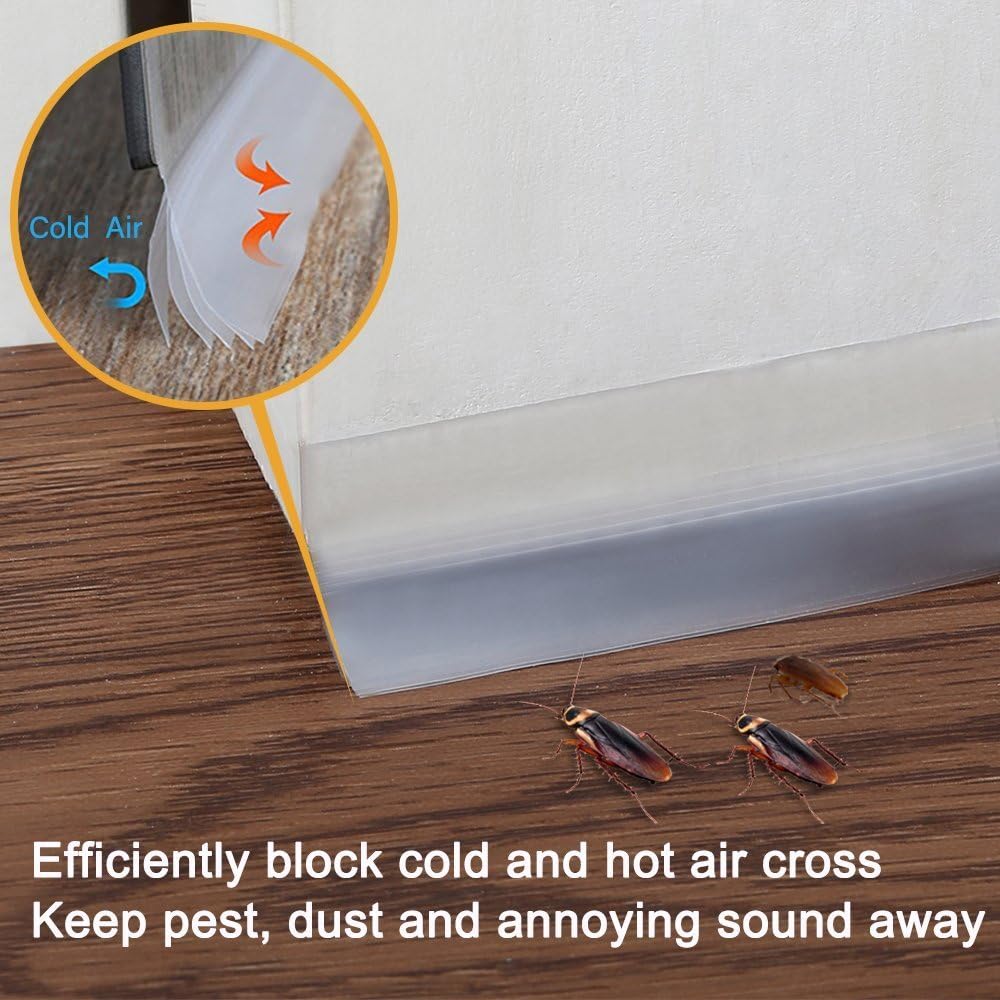Bro 5 Layers Transparent Door Window Draught Excluder Seal Strip Tape, Adhesive Soundproofing Weatherstrip Draft Stopper, Pack of 2 Rolls Total 20 Meters