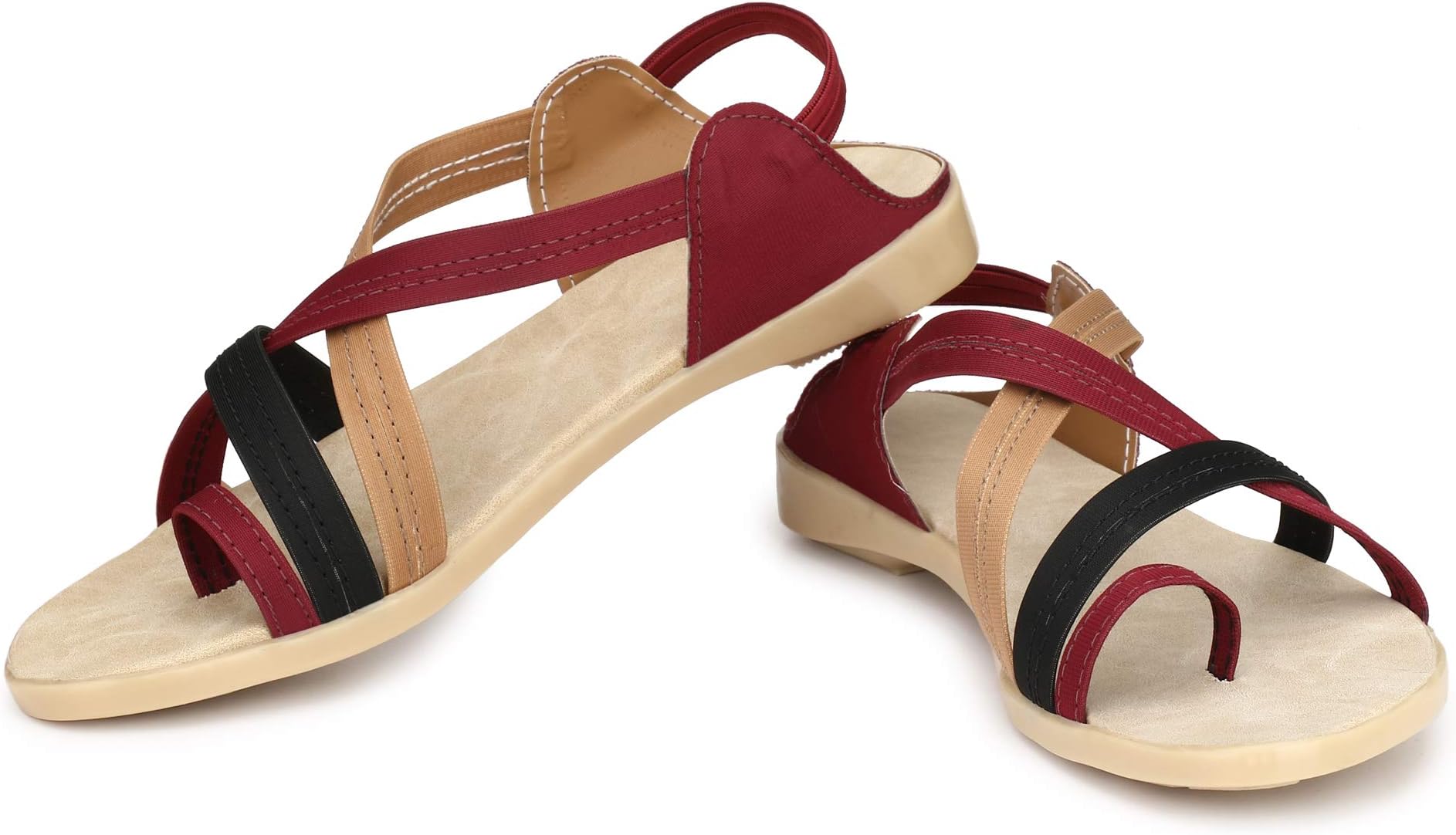 GrienYrus Women's Strippy Fabric Material Fashion Sandal