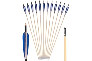 Wooden Arrows Archery Handmade Arrows 31.5 inch with 5inch Turkey Feather Fletching for Recurve Bow Traditional Longbow Pract