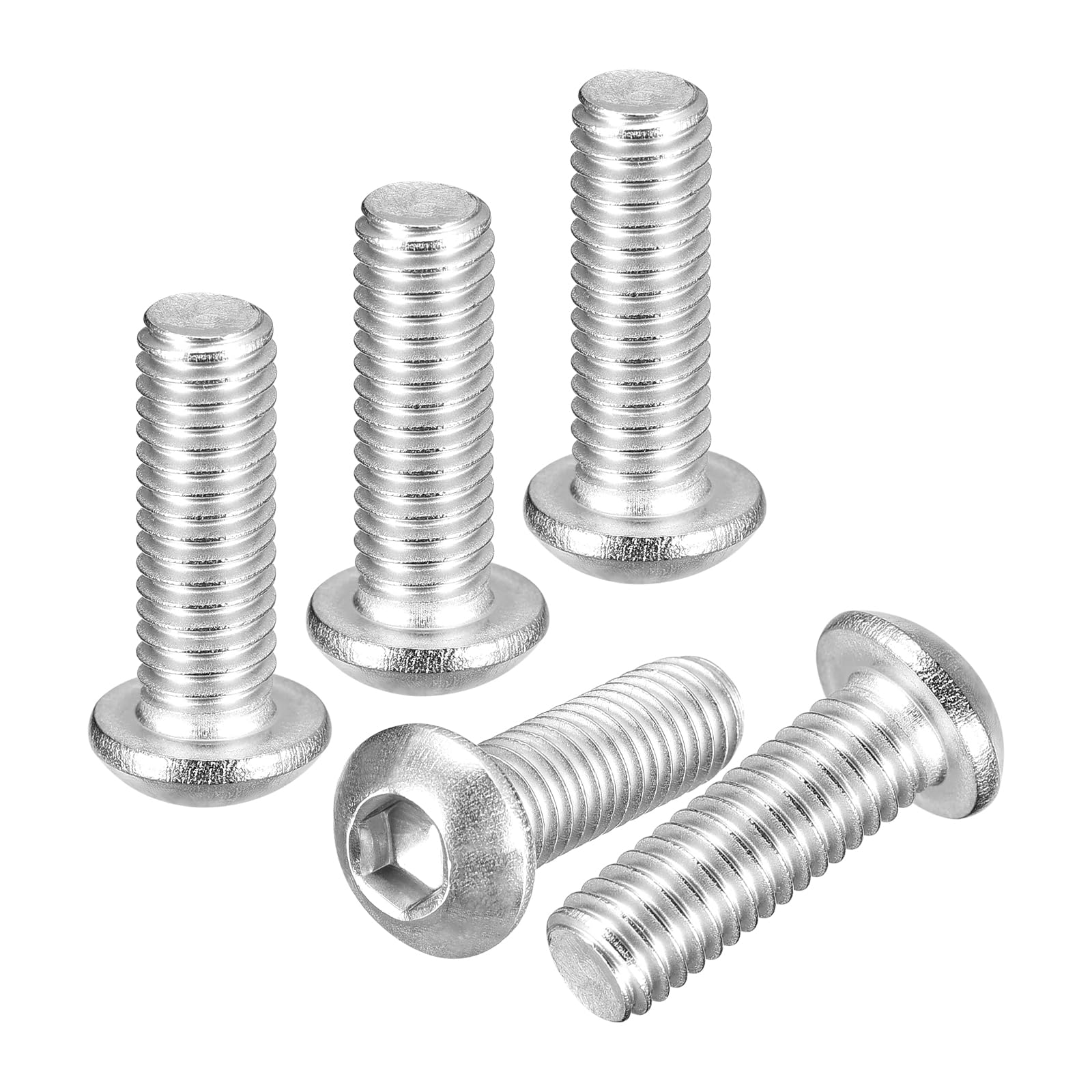 DTGN M6-1x18mm Button Head Socket Cap Screws - 100Pack - Good for Road Bicycle, Mountain Bike, Auto, Motorcycle - 304 Stainless Steel Whitewashed - Hex Socket Drive Fasteners