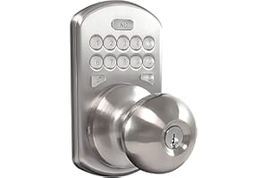 MiLocks CKK-02SN Titan Keyless Entry Door Lock - Deadbolt Smart Door Knob Handle with Backlit Electronic Keypad, Adjustable Latch and Audible Tones for Interior Front Doors & More, Satin Nickle