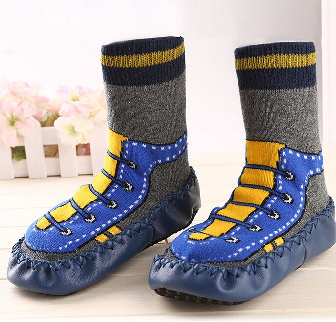 KF Baby Toddlers Boys Girls NonSkid Slipper Socks Value Pack [3 Pairs