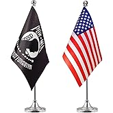 ZXvZYT 2 Pack American US POW MIA flag USA POW MIA table flag,Small Mini United States Military Desk Flags With Stand Base,for Army Party Events Celebration Decorations Supplies