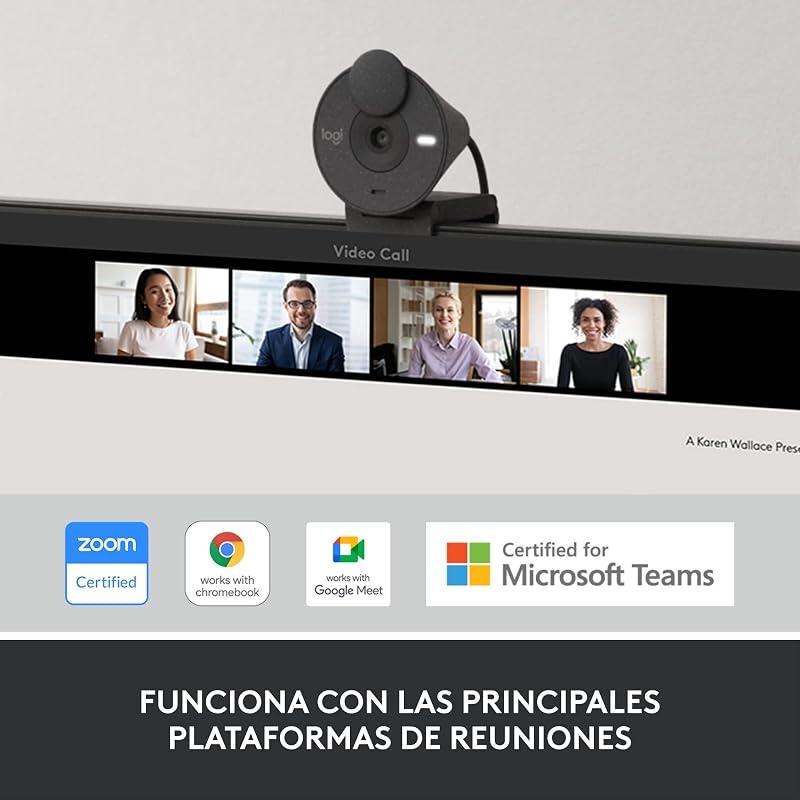 Webcam logitech brio 300 full hd, obturador de privacidade, microfone de redução de ruído, usb-c, certificação de zoom, microsoft teams, google meet, correção automática de luz, streaming - grafite