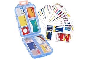 GIURKUU DIY Pill Organizer with 175 Pack Medicine Labels, Foldable Pill Case for Daily, Travel Essentials Mini Pill Container 7 Day Pill Case, Blue