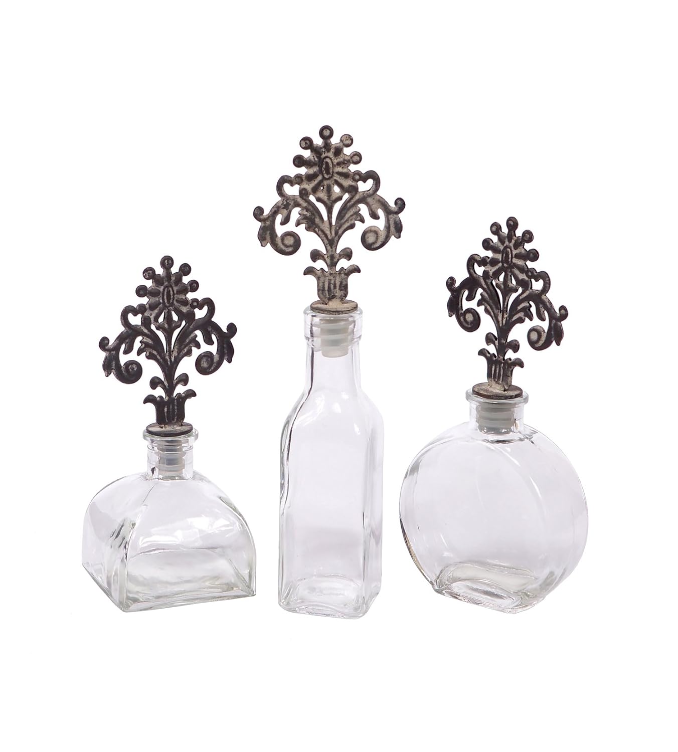 Melrose International Set of 3 Glass Bottles with