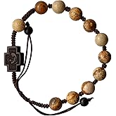 Sine Cera Picture Jasper & Jujube Wood Adjustable 8mm Rosary Bracelet