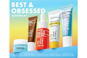 e.l.f. SKIN Best & Obsessed Skincare Kit, Travel-Size Makeup Remover, Sunscreen & Brightening Serums For Glowy Skin, Vegan & 