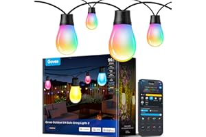Govee S14 Bulb Outdoor String Lights 2, 96ft Smart RGBIC Warm White Patio Lights with 15 LED Bulbs, 111 Scene Modes for Outdoor Decor, Upgraded IP66 Compatible with Alexa, Google, Matter, APP Control