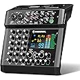 6 Channel Audio Interface Mixer Sound Board 99 DSP Digital Effects With 48khz/24bit Bluetooth USB Rac Interface As Mp3 Player Audio Mixer Feet Switch On/off For Karaoke Dj Studio Streaming Recording
