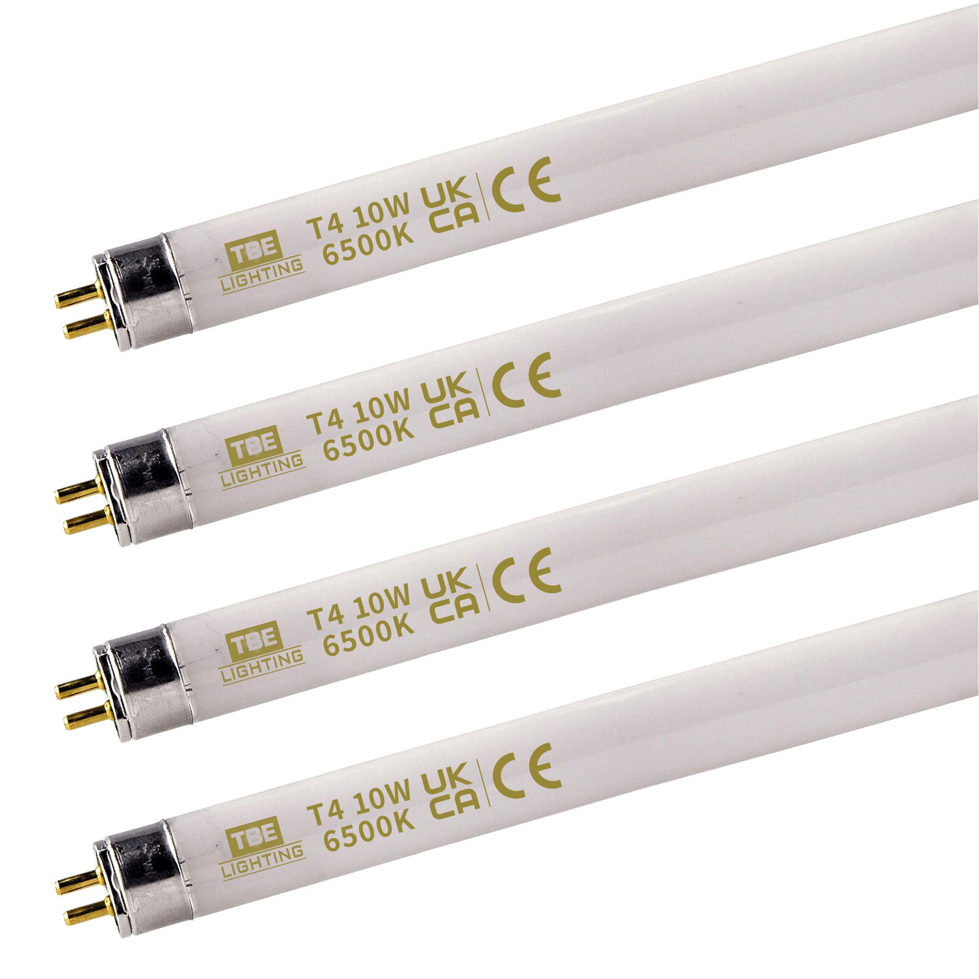 TBE LIGHTING T4 10w Fluorescent Tube Lamps 352mm - 4 Pack of CFL Bulbs - G5 2-Pin Base Fittings - T4 High Efficiency Lamps, Day Light White 6500K