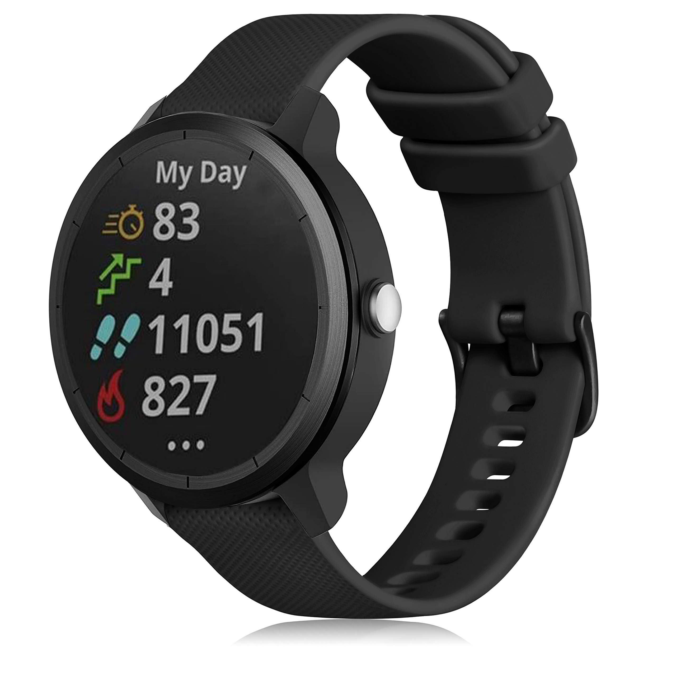 GEAK Compatible with Garmin Vivoactive 5 Watch Bands/Garmin Vivoactive 3 Watch Bands,20mm Silicone Band for Vivoactive 3 Music/Vivomove Sport,Forerunner 645/245 Music Smartwatch Women Men Black